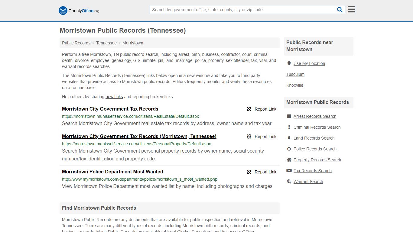 Public Records - Morristown, TN (Business, Criminal, GIS, Property ...