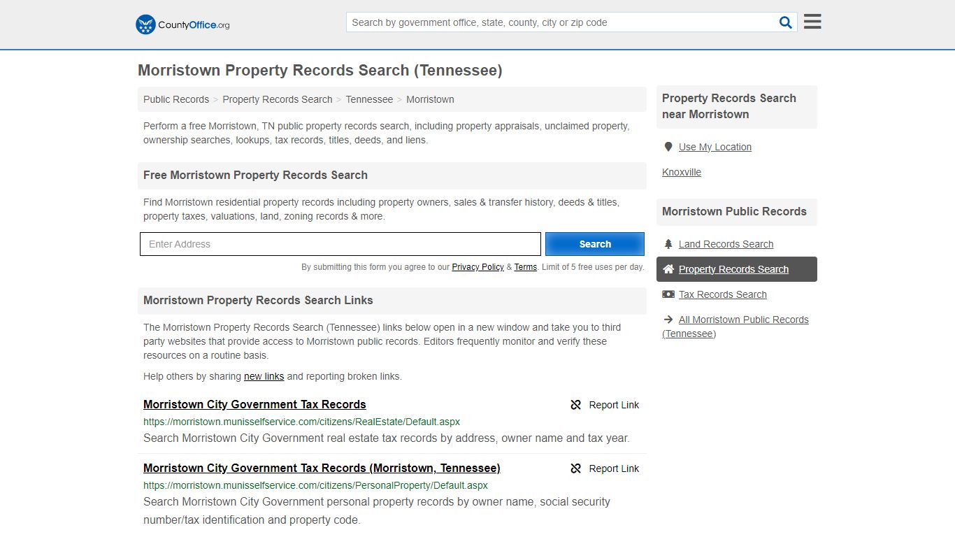 Morristown Property Records Search (Tennessee) - County Office