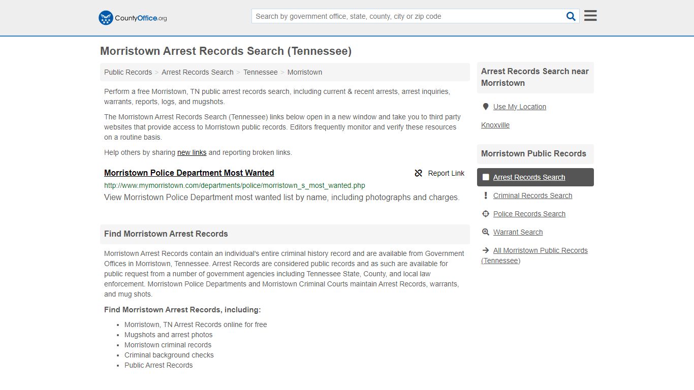 Arrest Records Search - Morristown, TN (Arrests & Mugshots) - County Office