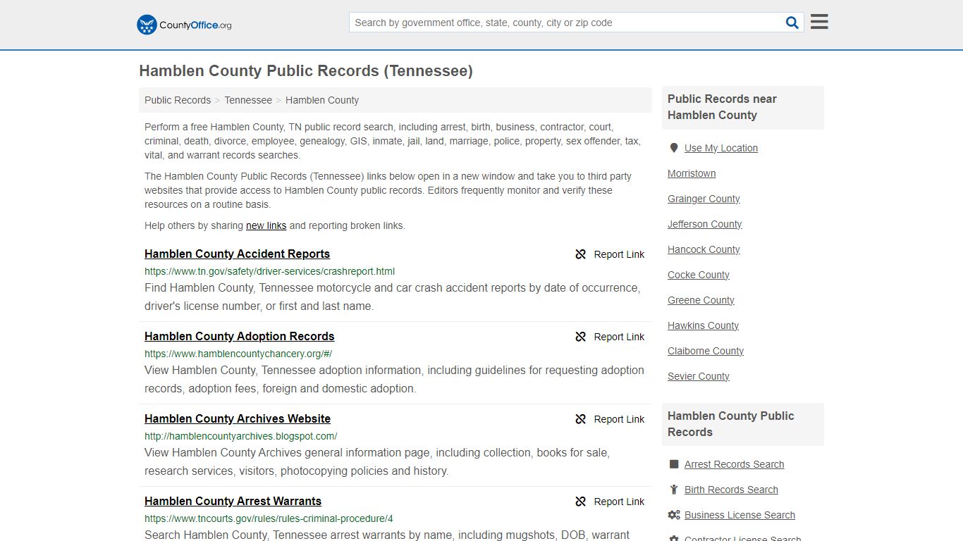 Hamblen County Public Records (Tennessee) - County Office